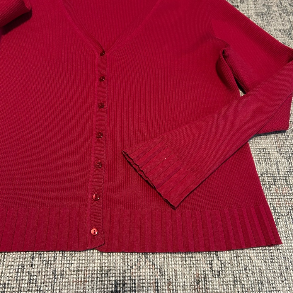 Dark Pink V Neck Cardigan